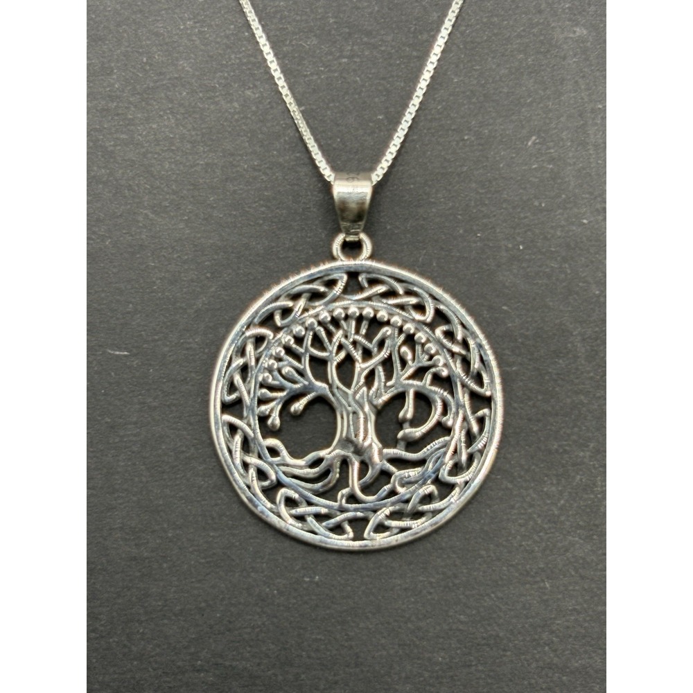 EUC Sterling Silver Tree Of Life 18" Pendant Necklace G1
